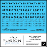 O Scale BKTY Black Freight Car Patches Decal Set