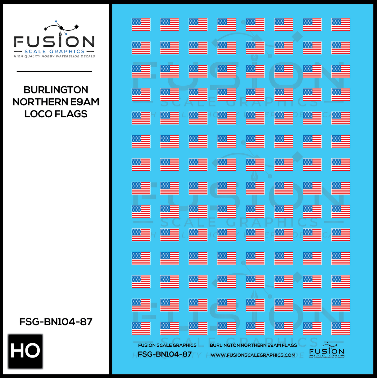 HO Scale Burlington Northern E9AM Locomotive Flags Decal Set