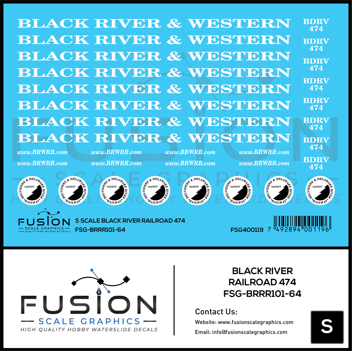 S Scale Black River Railroad Caboose 474 Decal Set