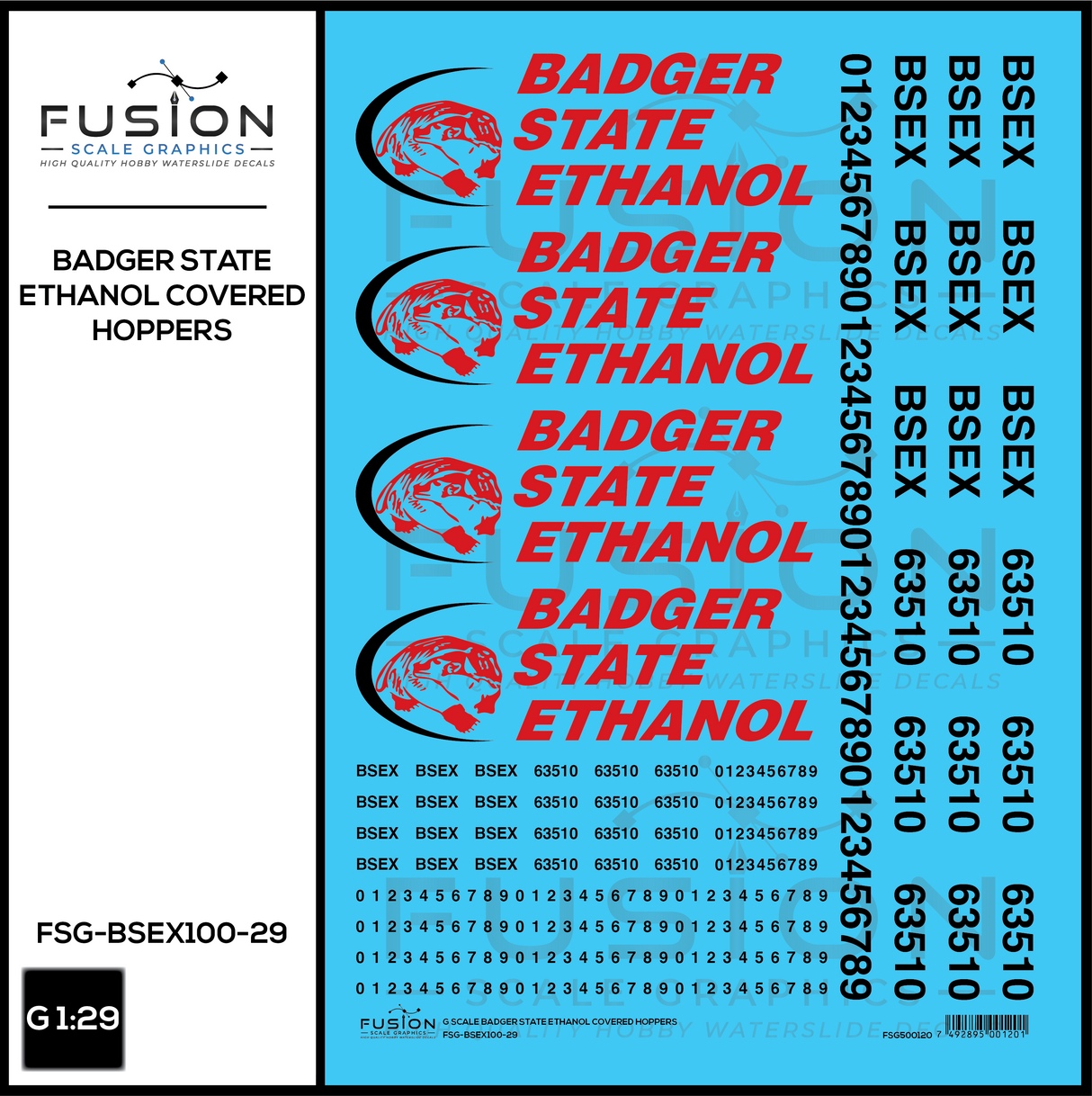 G 1:29 Scale Badger State Ethanol BSEX Covered Hopper Decal Set