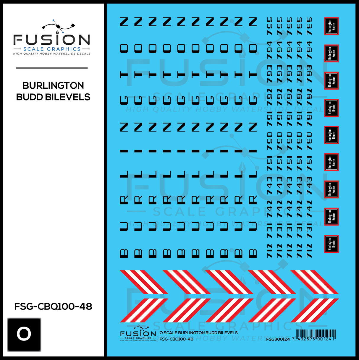 O Scale CBQ Burlington Budd BiLevels Decal Set