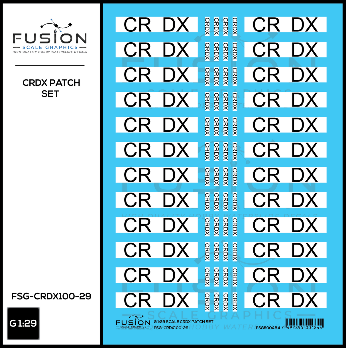 G 1:29 Scale CRDX Black W/ White Patch Freight Car Repatch Decal Set