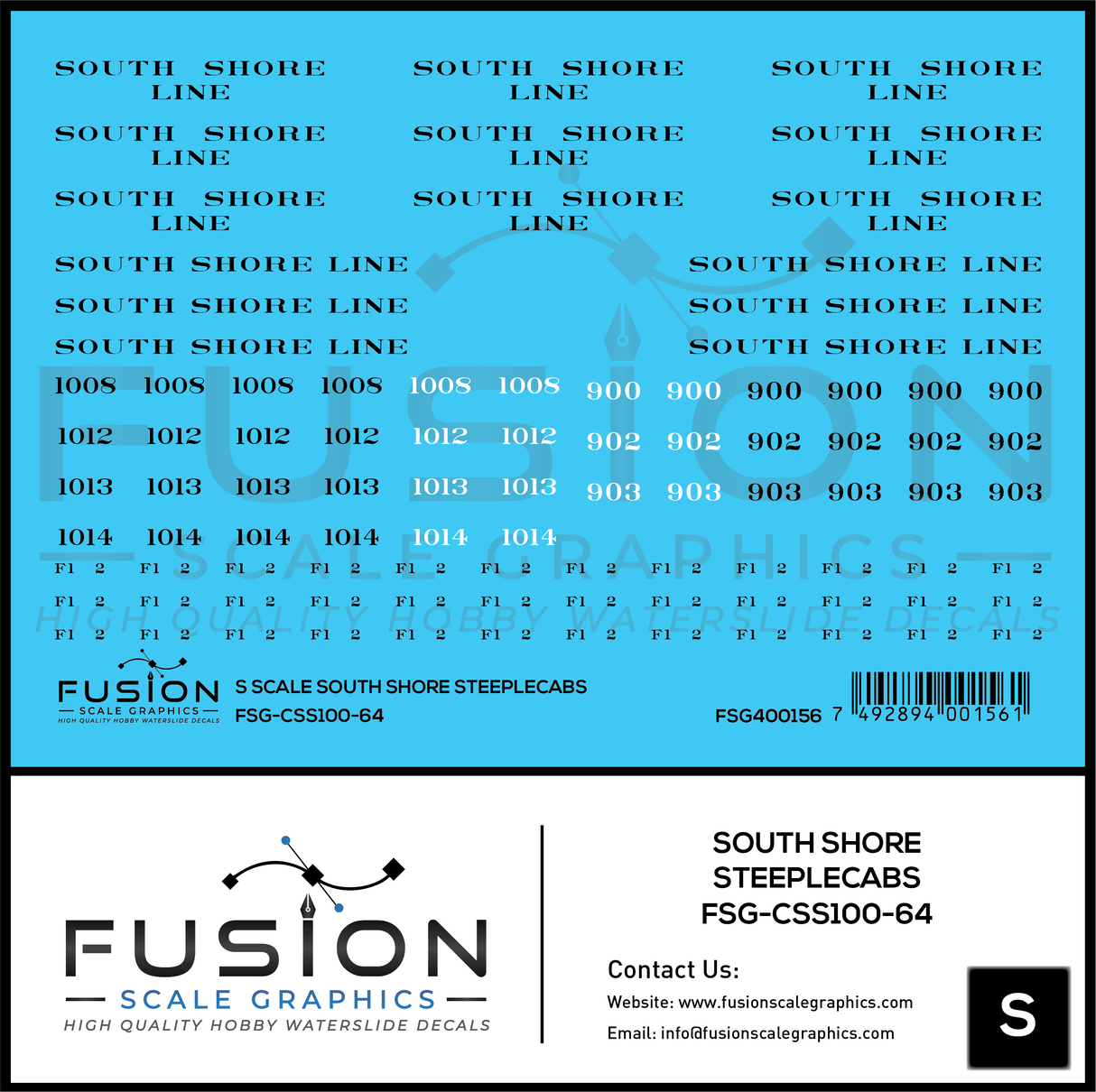 S Scale South Shore Line Steeplecab Locomotives Decal Set