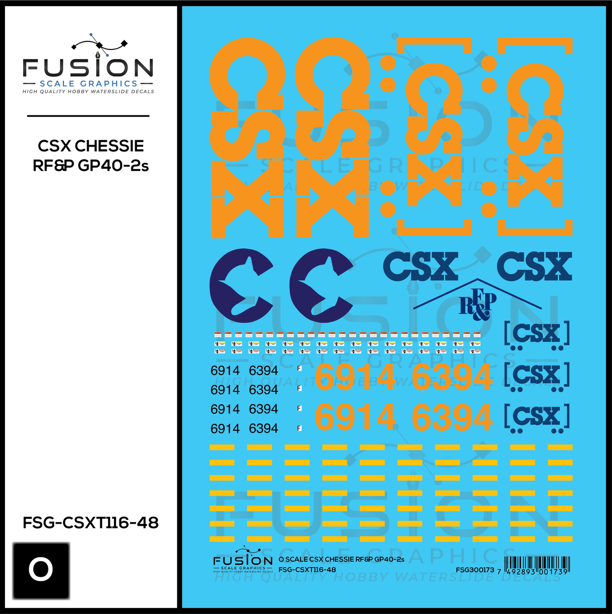 O Scale CSX Chessie and RF&P GP40-2 "Heritage" Locomotives Decal Set