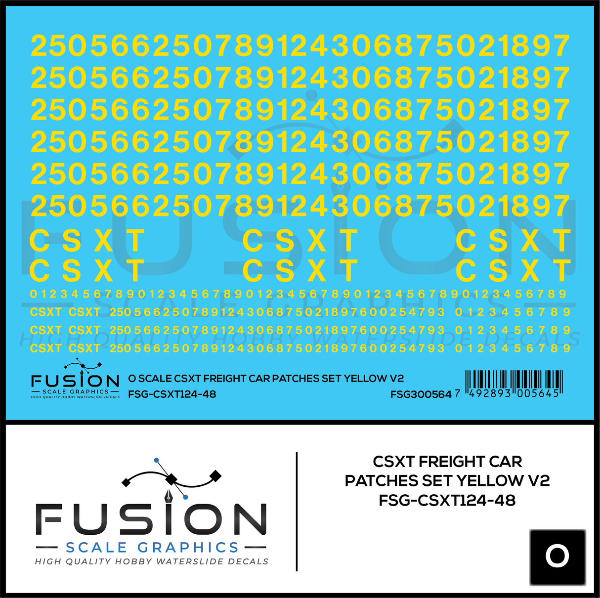 O Scale CSXT Yellow Freight Car Patch Set V2 Decal Set