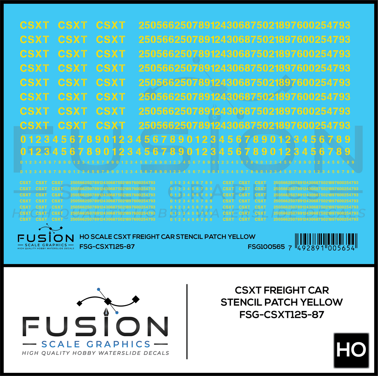 HO Scale CSXT Yellow Freight Car Stencil Patch Decal Set
