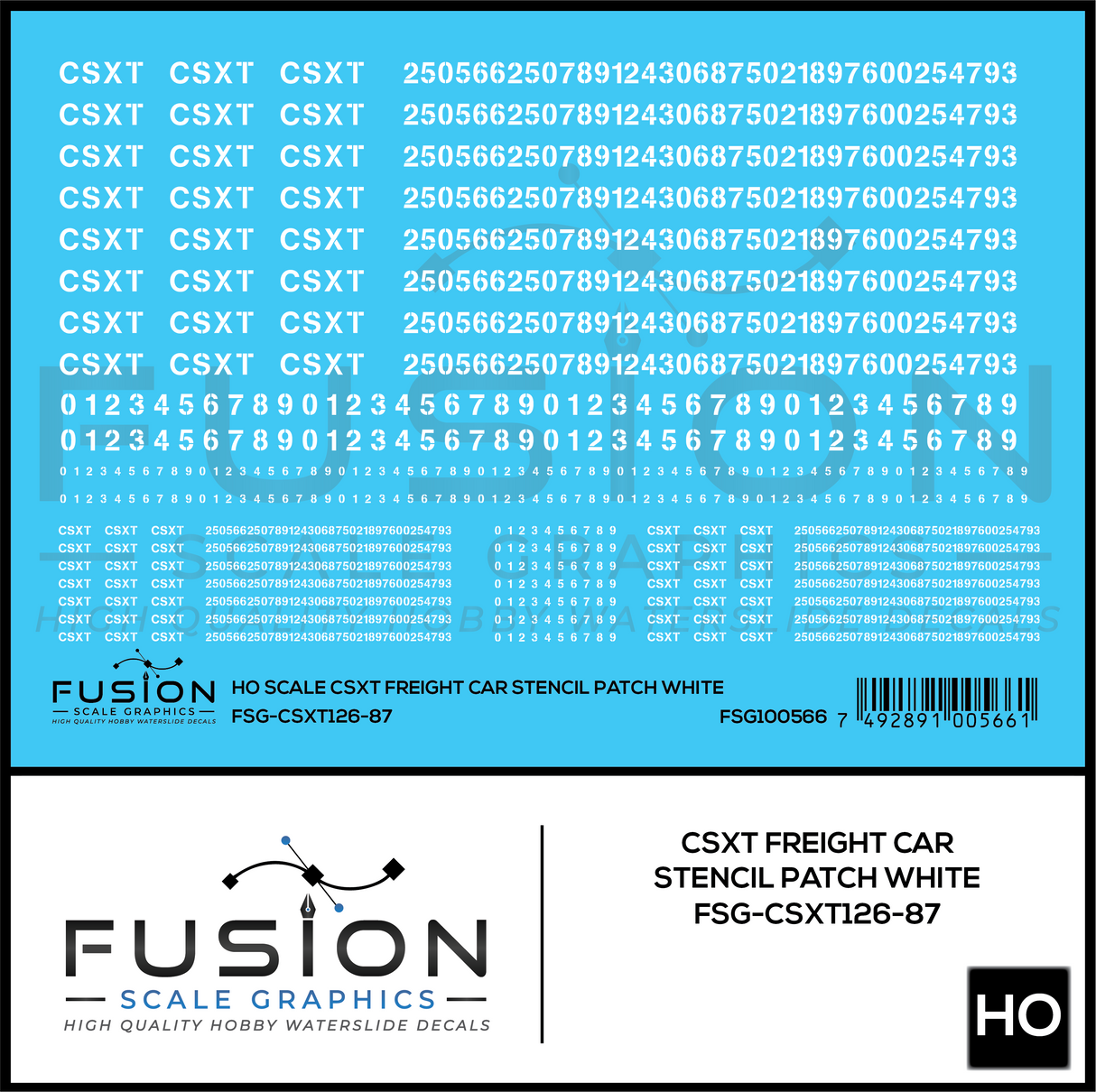 HO Scale CSXT White Stencil Freight Car Patch Decal Set