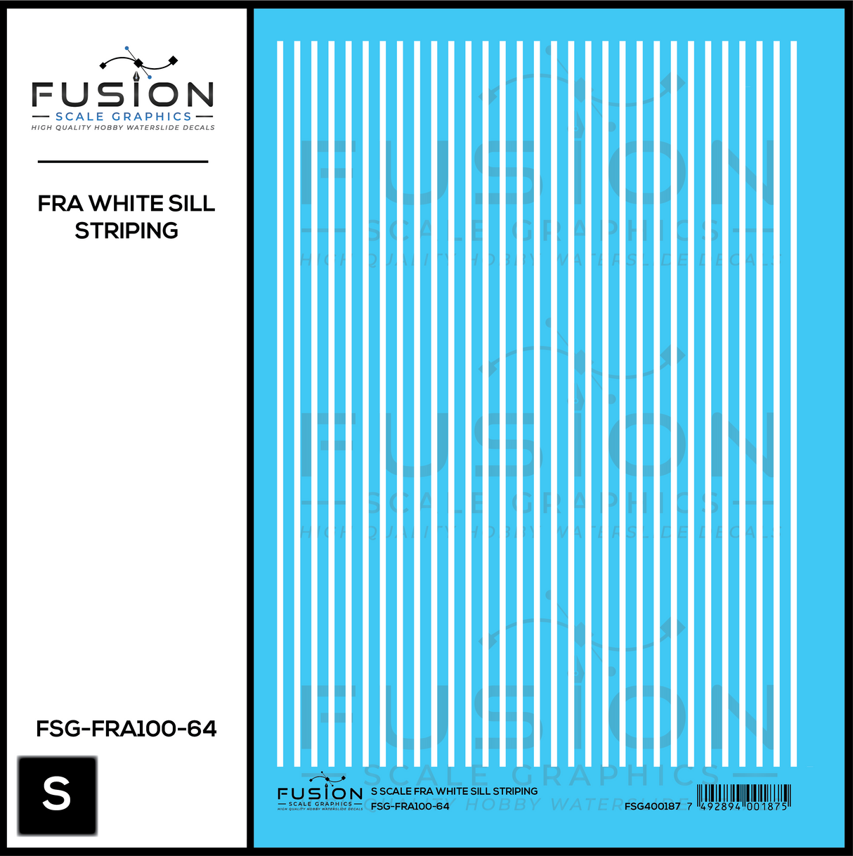 S Scale FRA White Safety Sill Striping Decal Set