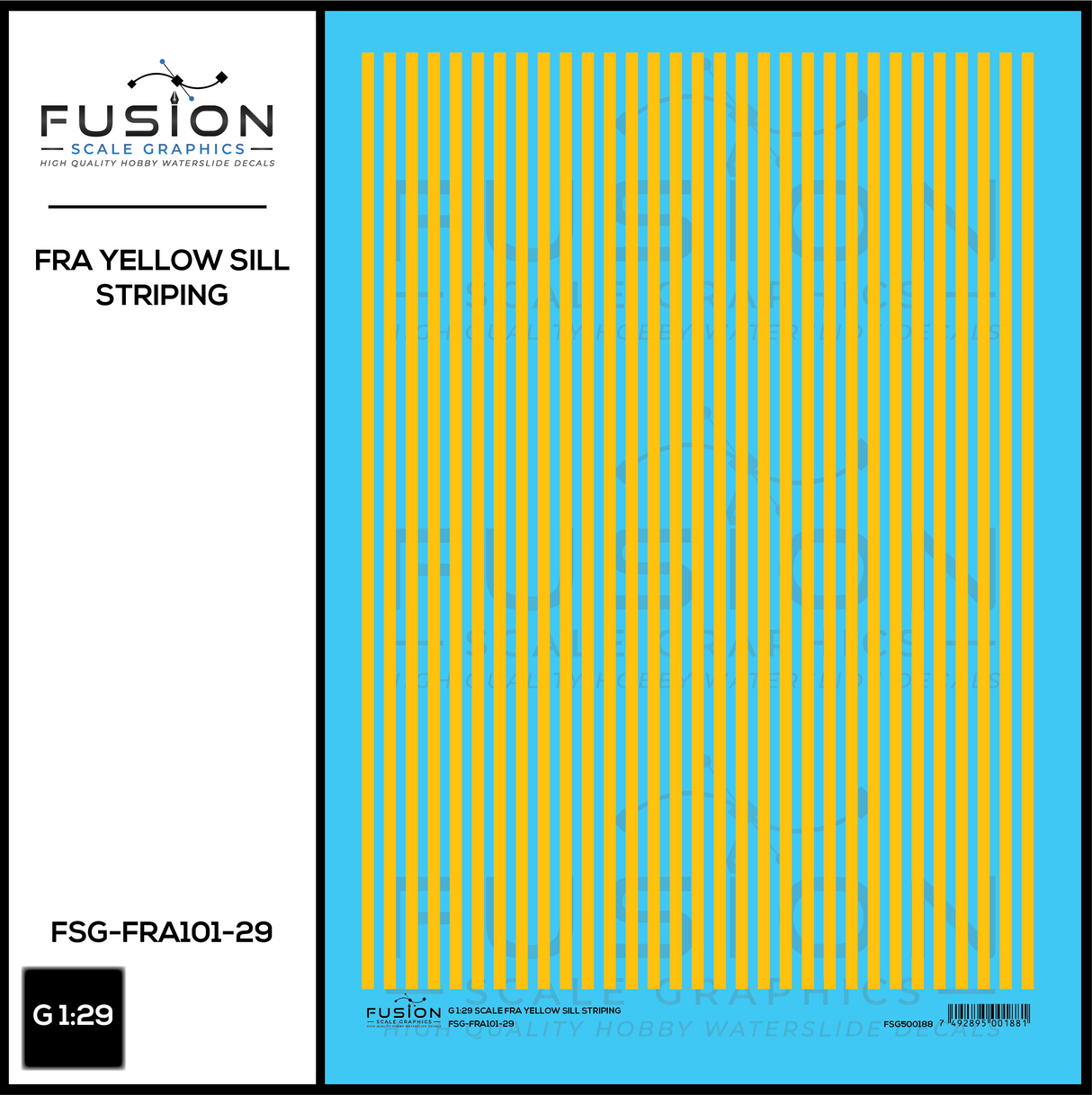 G 1:29 Scale FRA Yellow Sill Striping Decal Set
