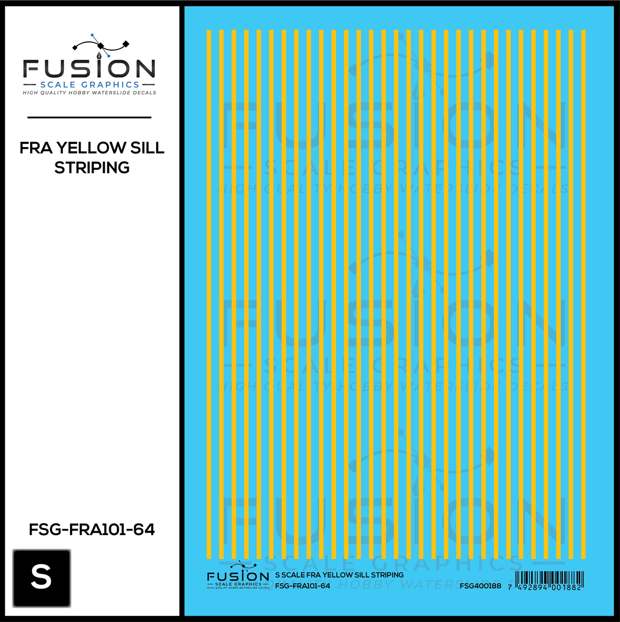 S Scale FRA Yellow Safety Sill Striping Decal Set