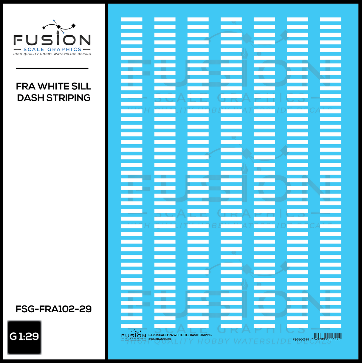 G 1:29 Scale FRA White Sill Dash Decal Set
