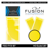 HO Scale Railroad Freight Car Bright Yellow Reflective Markings Set