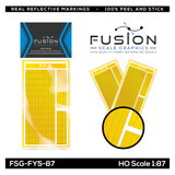 HO Scale Railroad Freight Car Yellow Reflective Markings Set Mixed