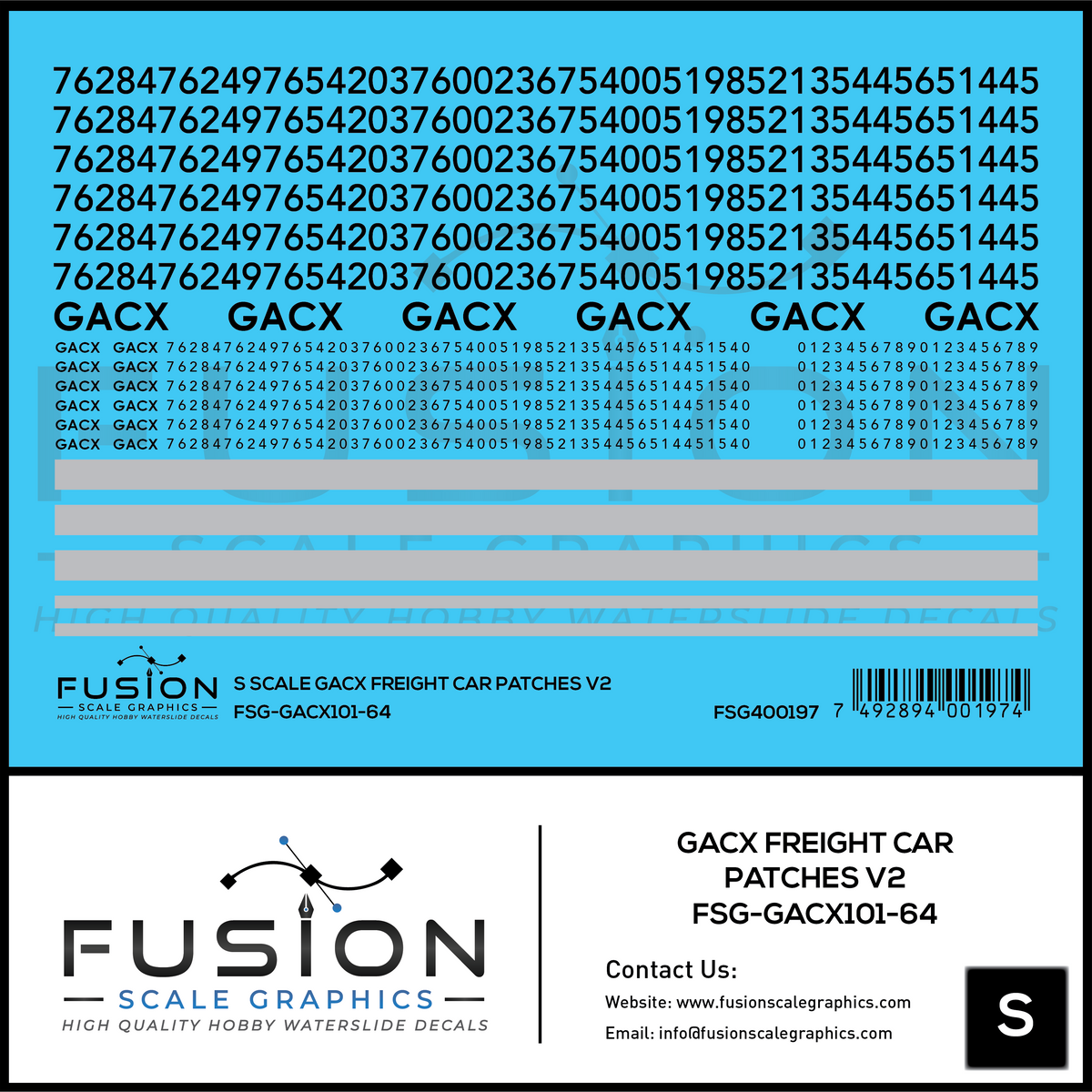 S Scale GACX Freight Car Lettering Decal Set Font 2 – Island Hobby Nut