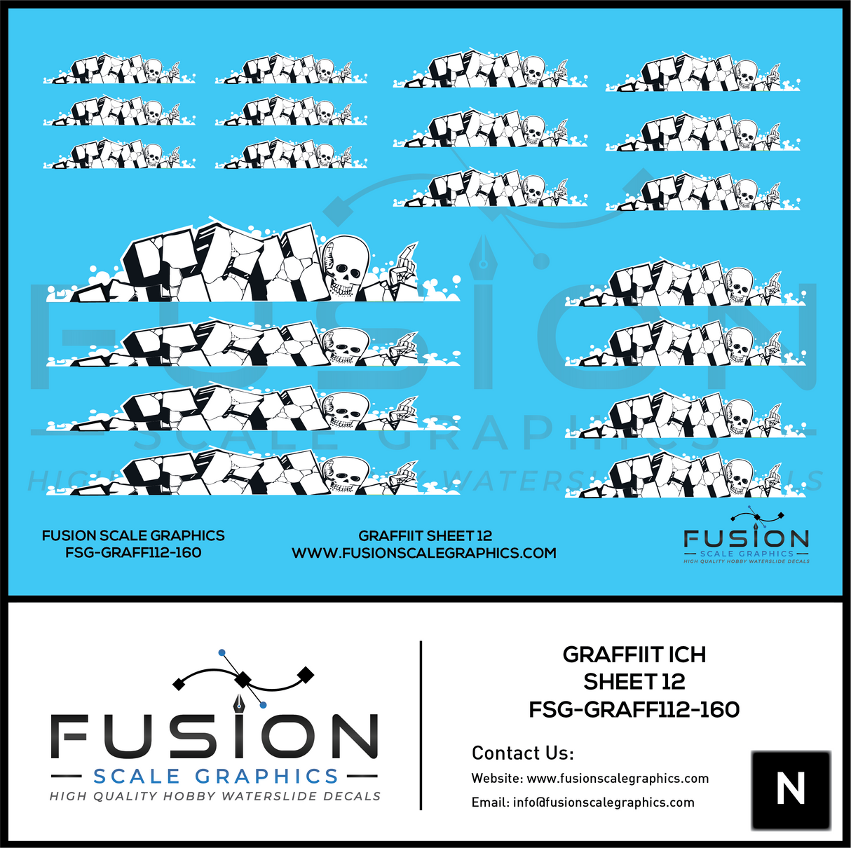 N Scale Graffiti Decal Set 12 ICH Ichabod