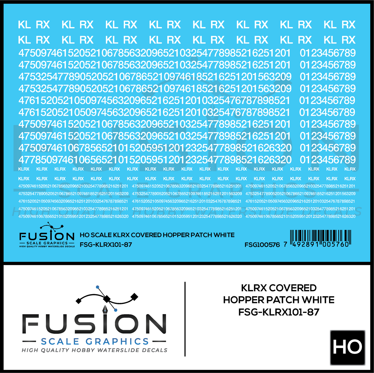 HO Scale KLRX White Covered Hopper Patch Decal Set