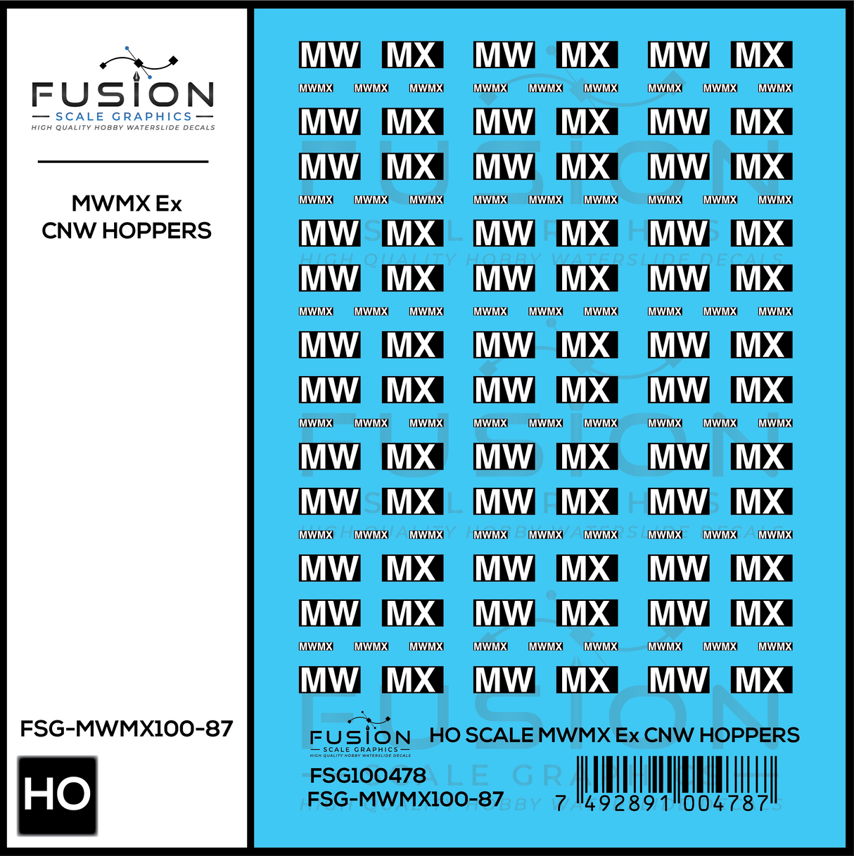 HO Scale MWMX Ex CNW Covered Hoppers Patch Decal Set