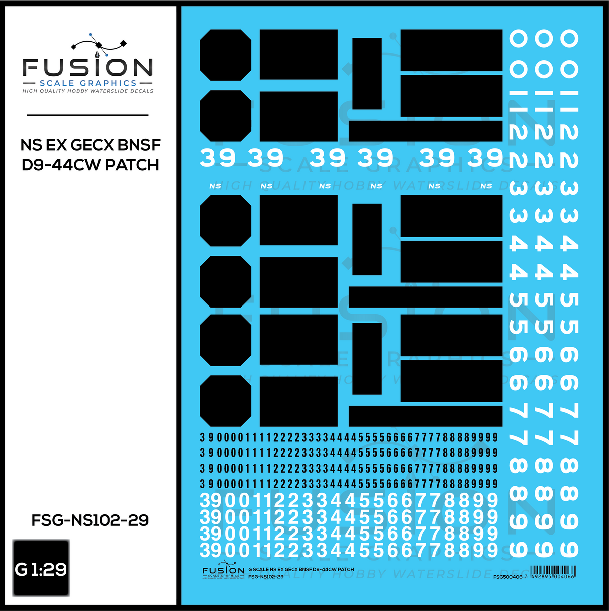 G 1:29 Scale NS Ex GECX BNSF Dash 9 Locomotive Patching Decal Set