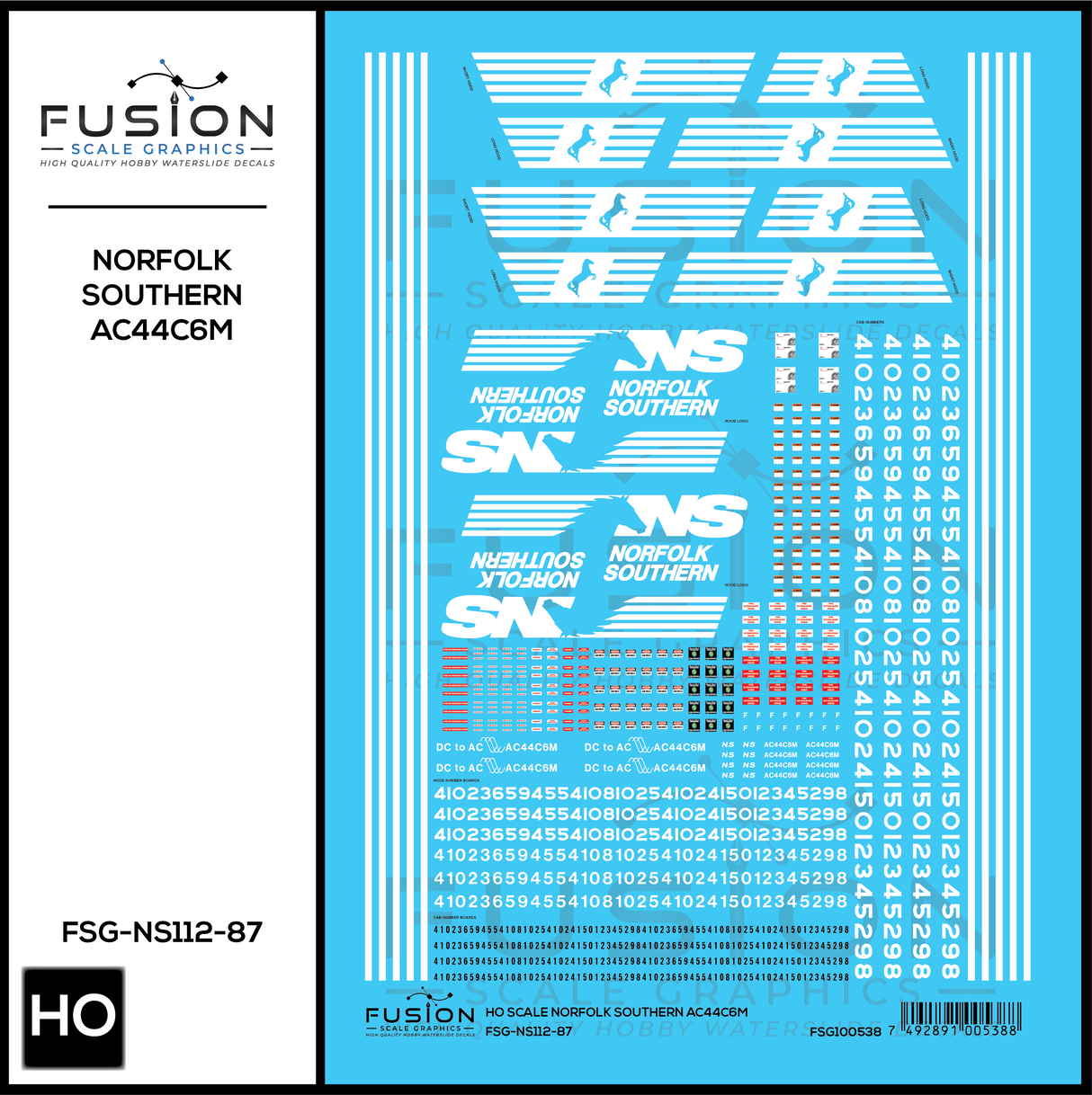 HO Scale Norfolk Southern GE AC44C6M Locomotive Decal Set