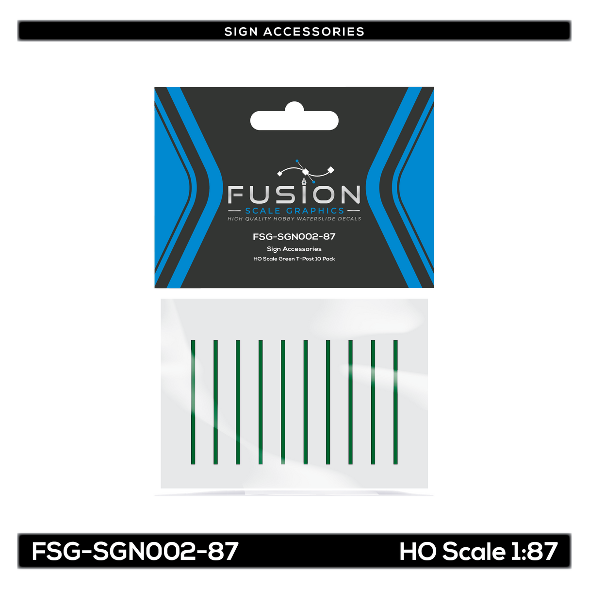 HO Scale Green T-Post 10 Pack