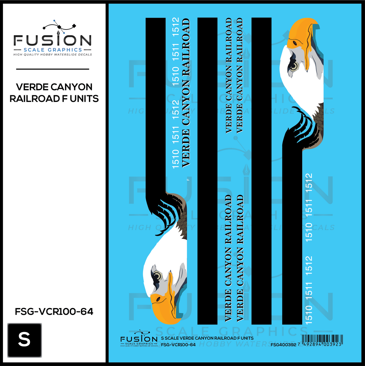 S Scale Verde Canyon Railroad Modern F Unit Locomotive Decal Set