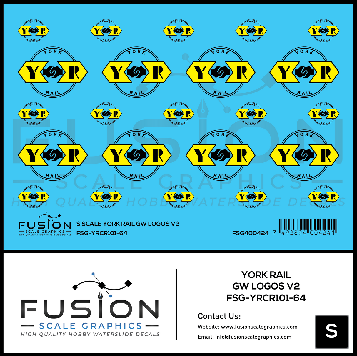S Scale York Rail GW Logos V2 Decal Set