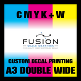 Fusion Scale Graphics Custom Waterslide Decal Printing A3 Double Full Sheet