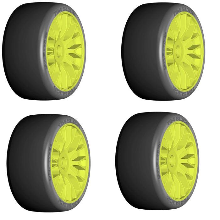GRP GTY04-XB2 1:8 GT New Slick ExtraSoft (4) Yellow 20 Spoke Rubber Tires