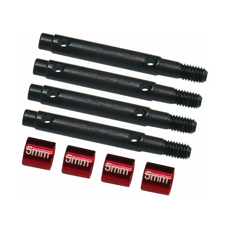 Hot Racing HRARACM39W05 +5mm Steel Portal Drive Stub Axles, 1/18 Redcat Ascent 18