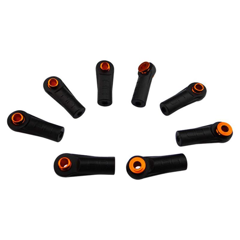 Hot Racing HRARCS160A03 Straight Rod End Cups with 5.8mm Balls, Orange (8)