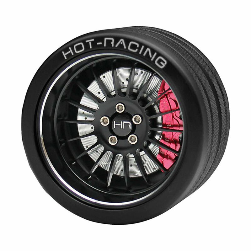 Hot Racing HRASW49ET01 Aluminum 18 Spoke Steering Wheel, FlySky NB4 Transmitter, Black