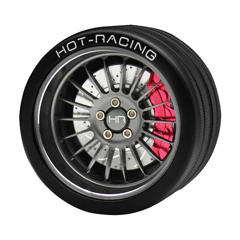 Hot Racing HRASW49ET14 Aluminum 18 Spoke Steering Wheel, FlySky NB4 Transmitter, Gunmetal