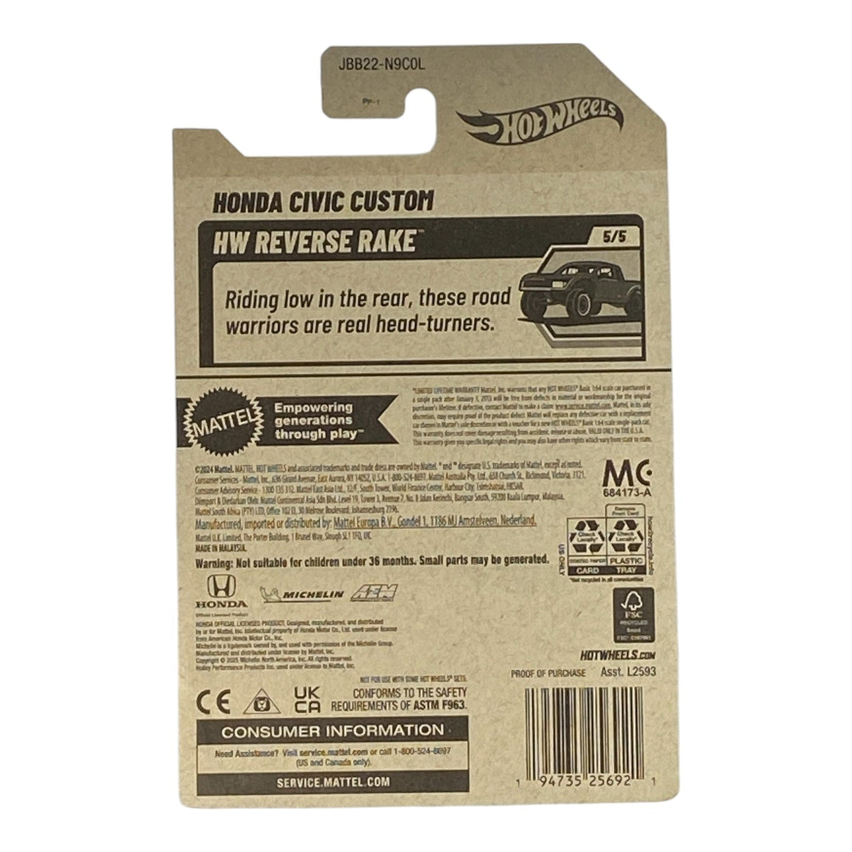 Hot Wheels Honda Civic Custom - HW Reverse Rake Series 5/5