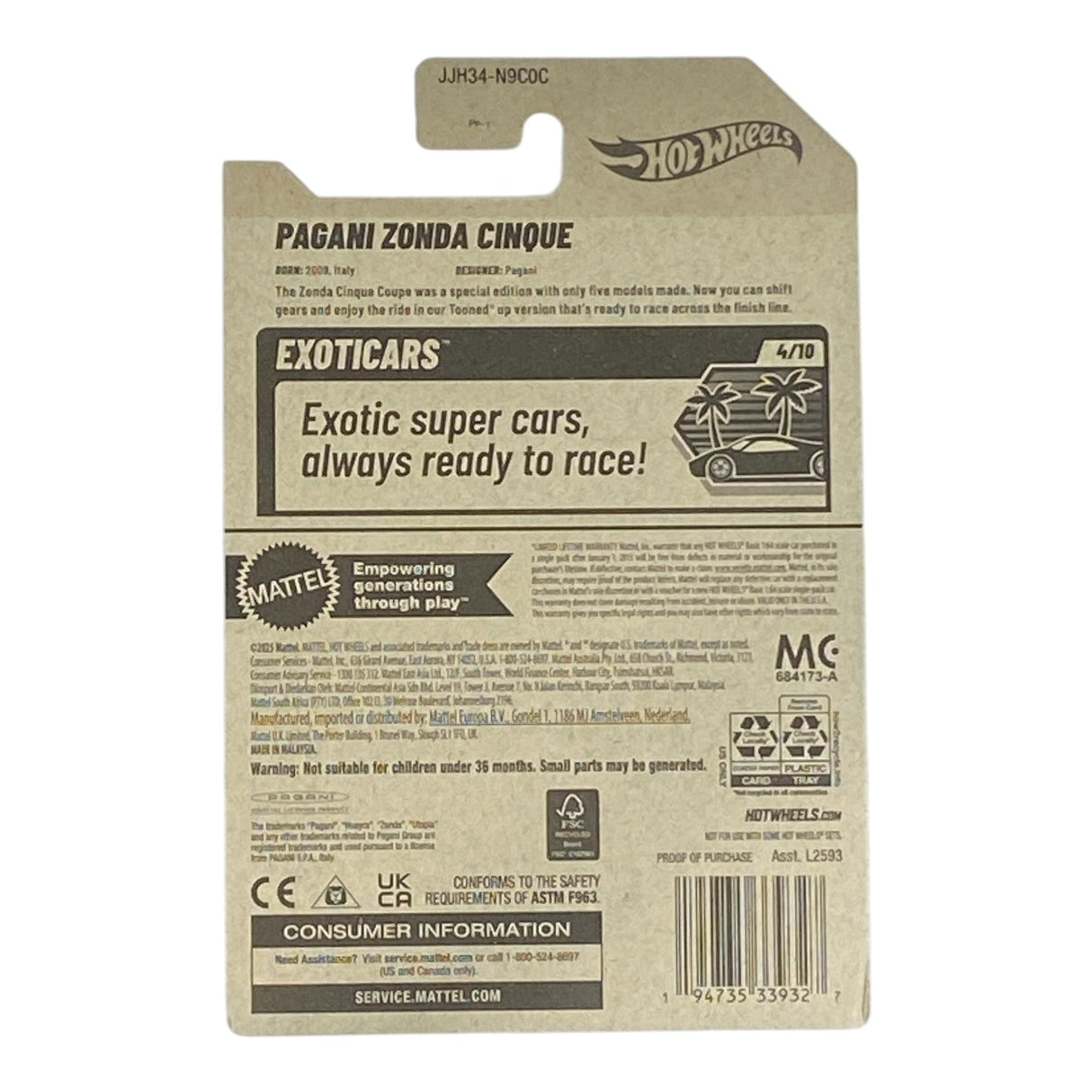 Hot Wheels Pagani Zonda Cinque - Exoticars Series 4/10