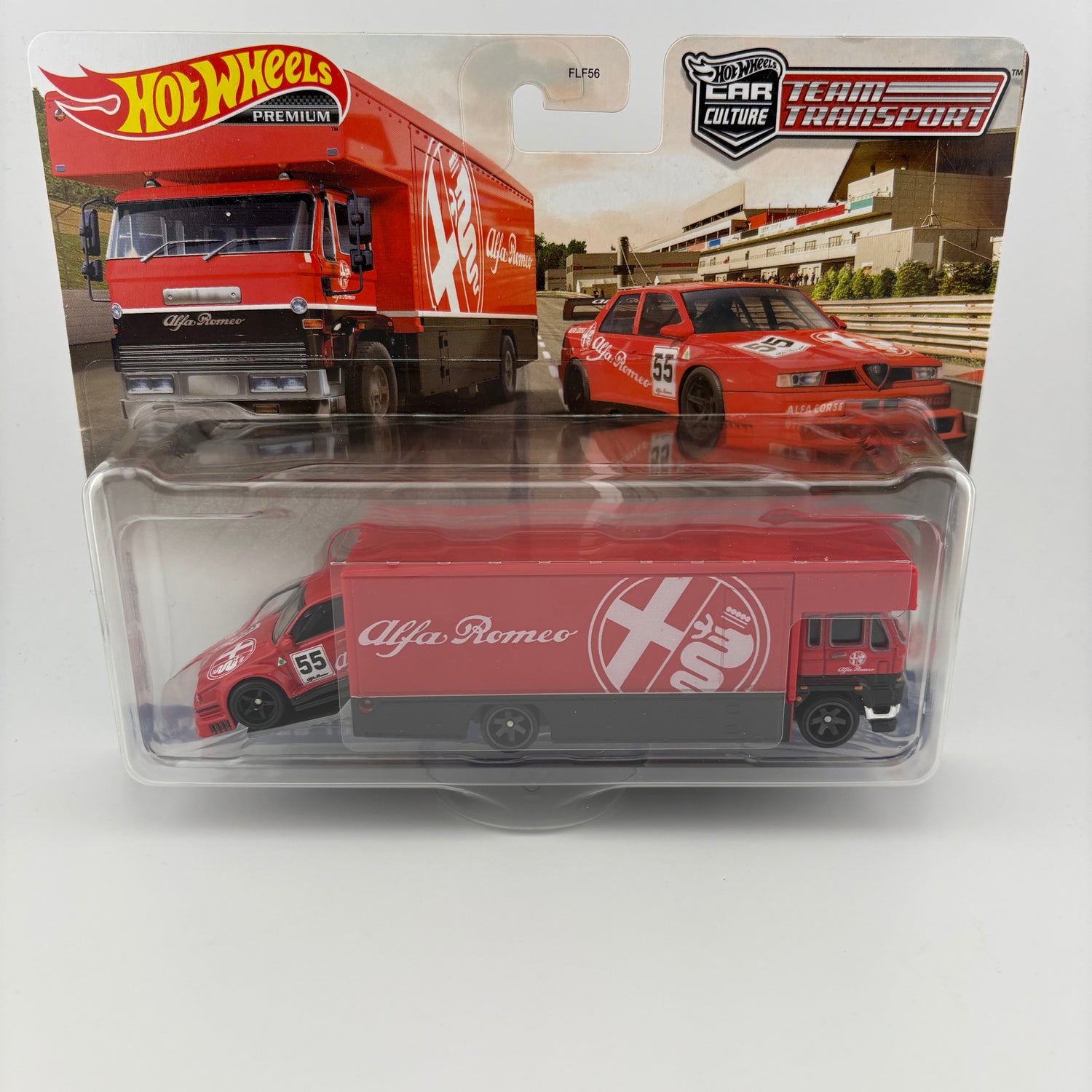 Hot Wheels Premium – Alfa Romeo 155 V6 TI with Fleet Flyer (Team Transport Series)