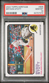 2022 TOPPS HERITAGE BRYSON STOTT  #605 - PSA 10 ROOKIE CARD