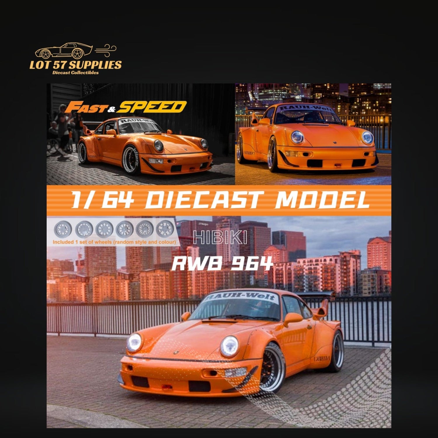 Rwb Rear Wing Fast Speed Porsche 964 RWB Widebody HIBIKI GT Version Rear Wing in Ora ...