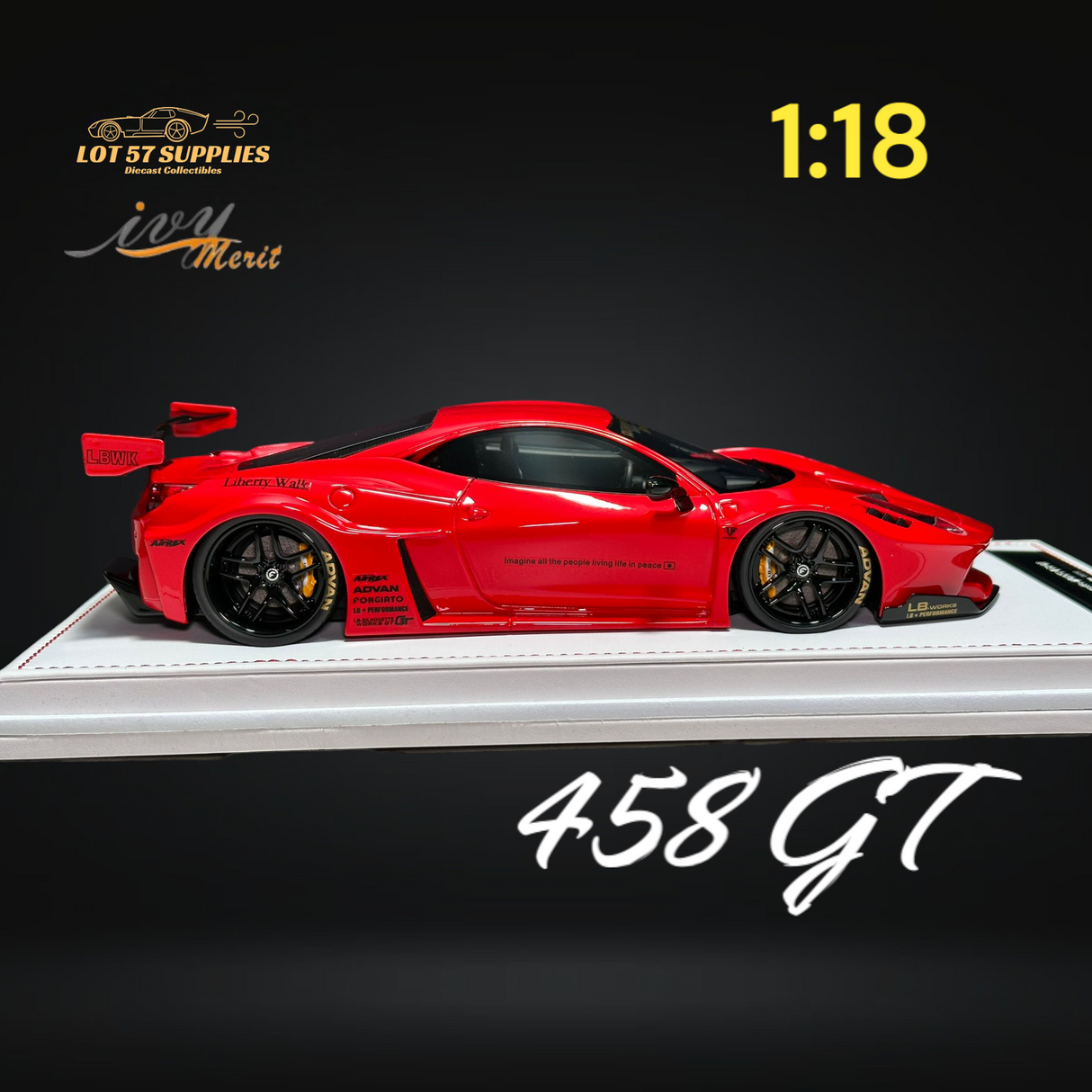 IVY MERIT Ferrari 458 GT Rosso Red LBWK 1:18