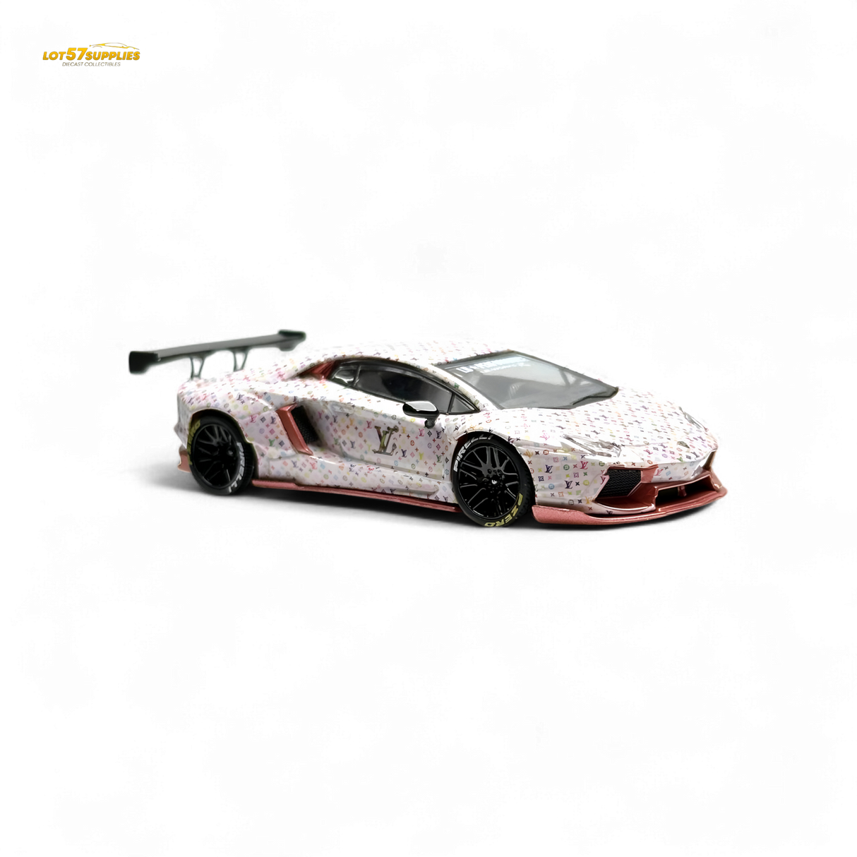 King Model Lamborghini Aventador LP700-4 White LV Livery 1:64