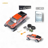 GCD Toyota TACOMA SNOW VERSION in Orange Red - Snow Effect & 3PMSF Tires 1:64