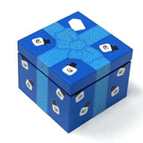 Snowman Christmas Present (Blue) Printed 2x2 Tile/Brick