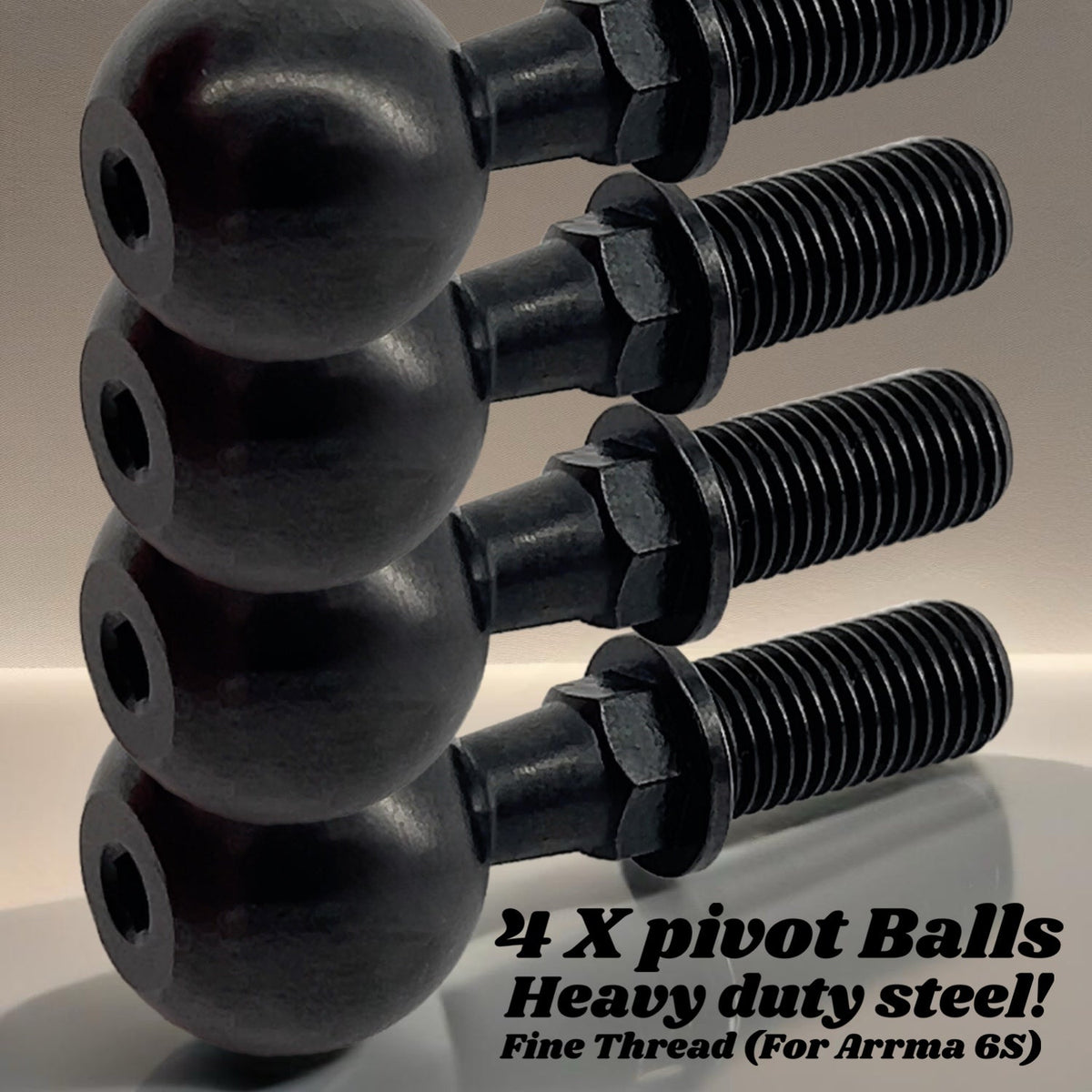 Perfect Pass Rc Pivot Ball Set For Arrma 6S Heavy Duty Steel Fine Threads Easy Adjustment