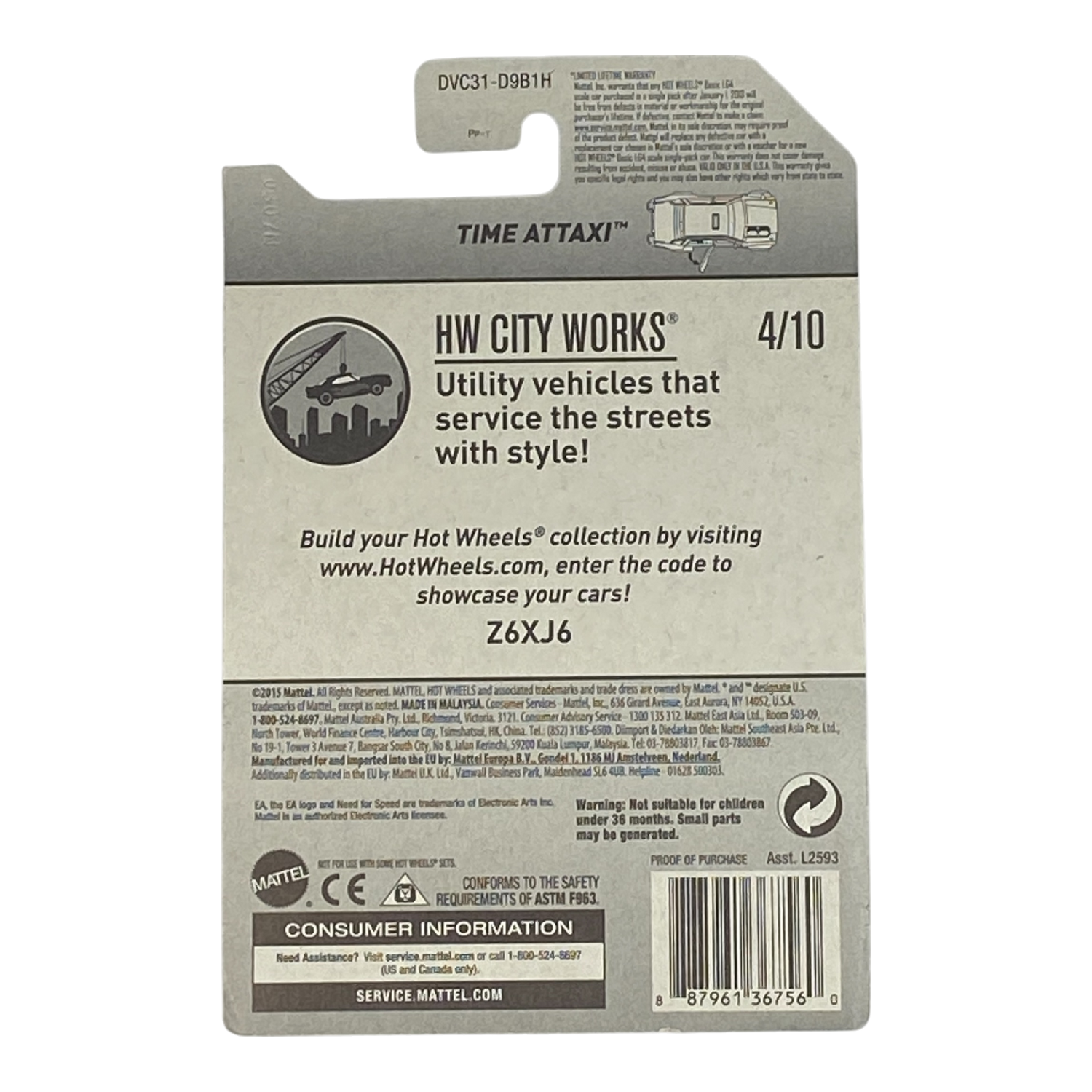 Hot Wheels Time Attaxi | City Works Series 4/10 (Damaged Packaging)