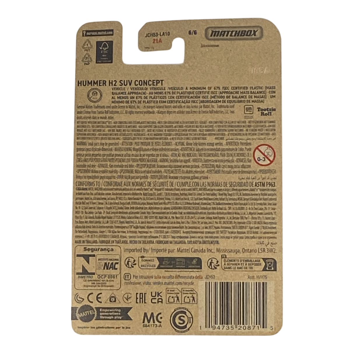 Matchbox Hummer H2 SUV Concept "Tootsie Roll Midgees" - Matchbox Candy Series 6/6