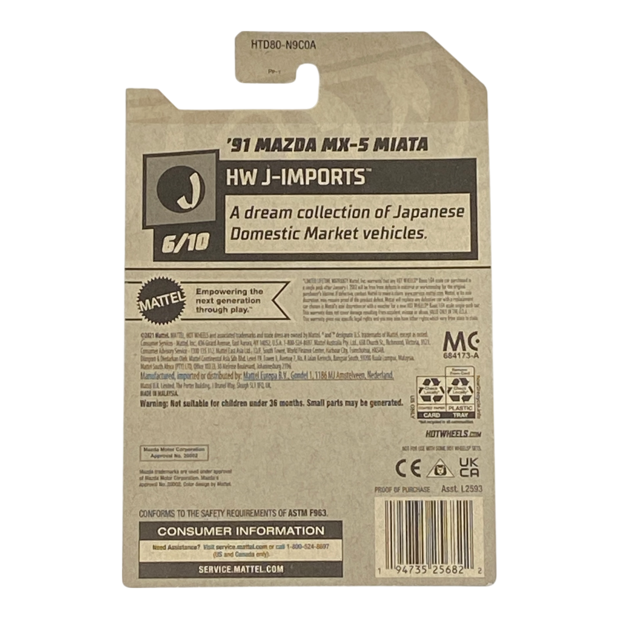 Hot Wheels '91 Mazda MX-5 Miata (Yellow) - J-Imports Series 6/10