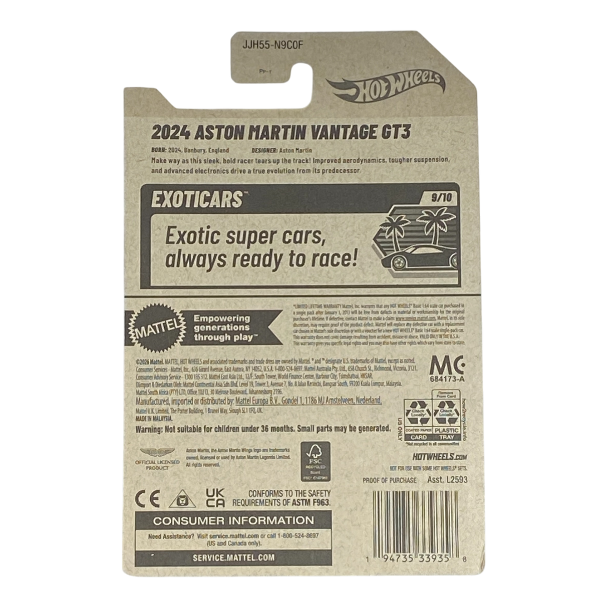 Hot Wheels 2024 Aston Martin Vantage GT3 | Exoticars Series 9/10