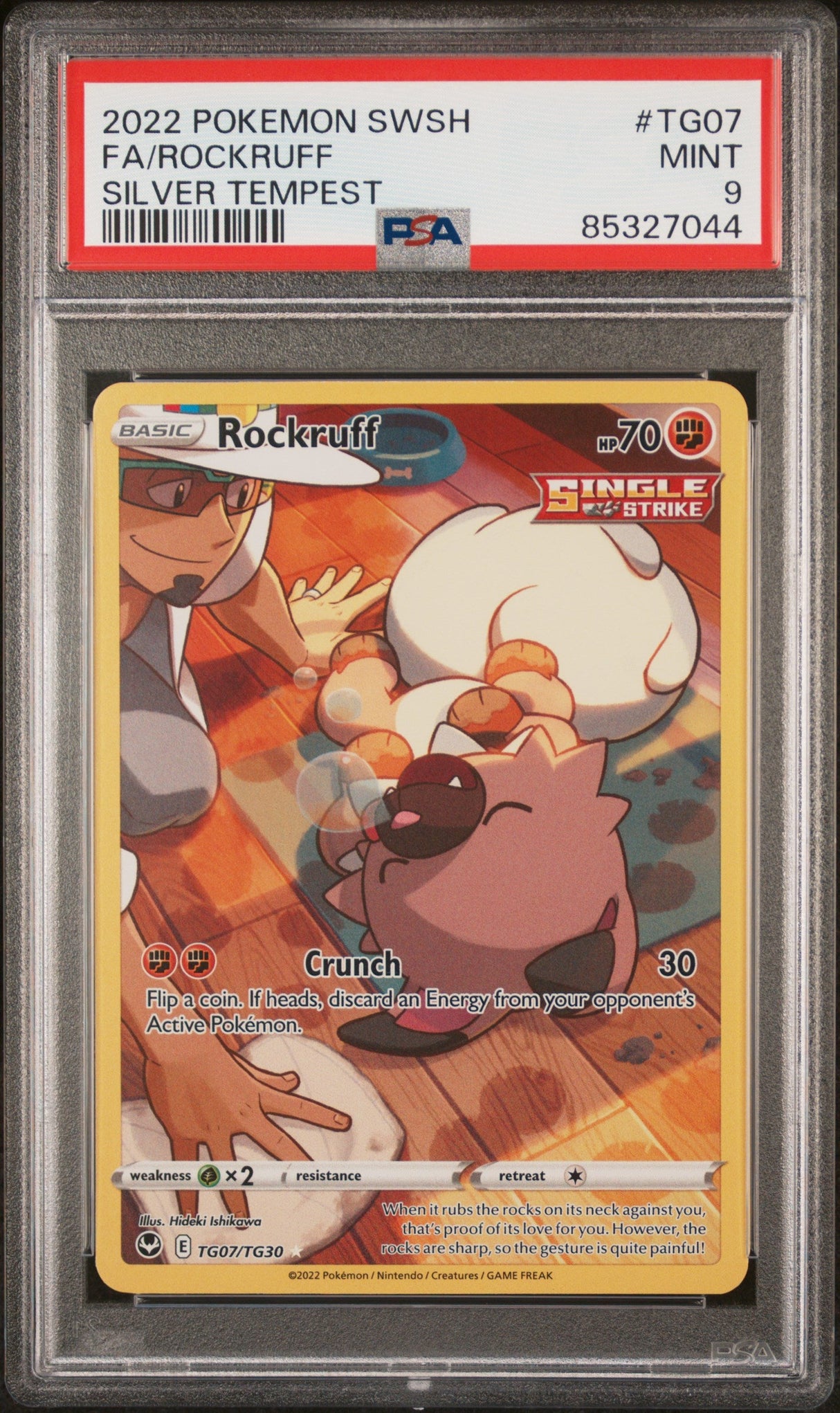 2022 POKEMON SWORD & SHIELD SILVER TEMPEST Full Art ROCKRUFF #TG07 PSA 9