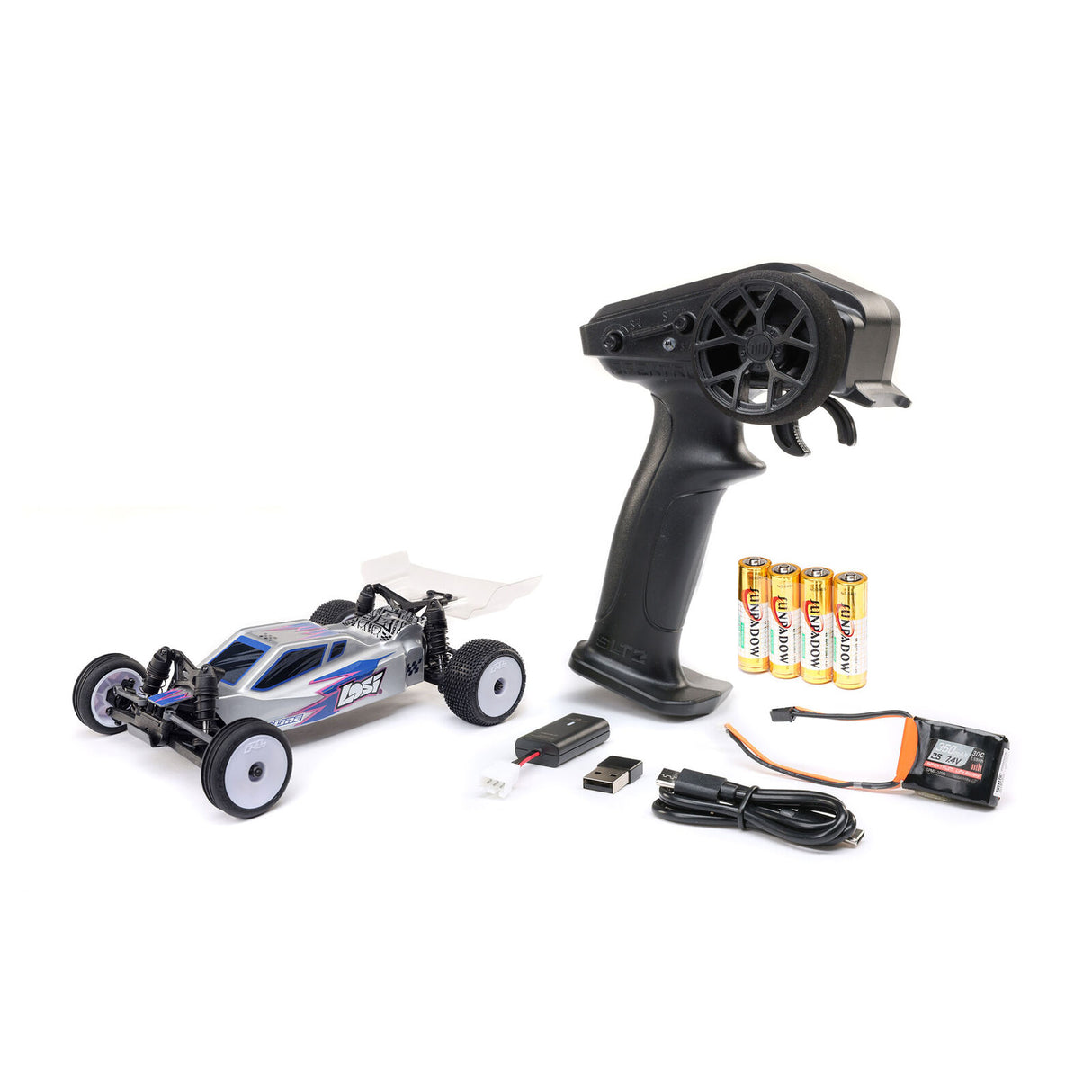 LOSI 00007T2 1/24 Micro-B 2WD Buggy RTR, Silver