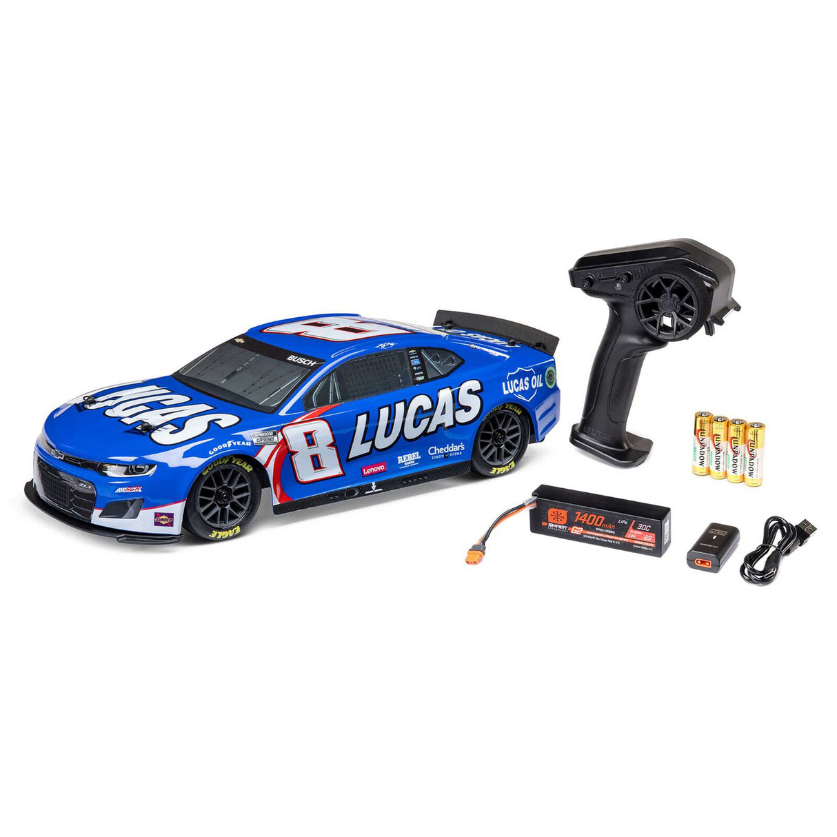 LOSI 1122408 1/12 NASCAR AWD RC Racecar, Kyle Busch No. 8 Lucas Oil 2024 Chevrolet ZL1 Camaro