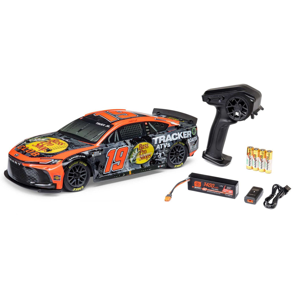 LOSI 1122419 1/12 NASCAR AWD RC Racecar, Martin Truex Jr. No. 19 Bass Pro 2024 Toyota Camry